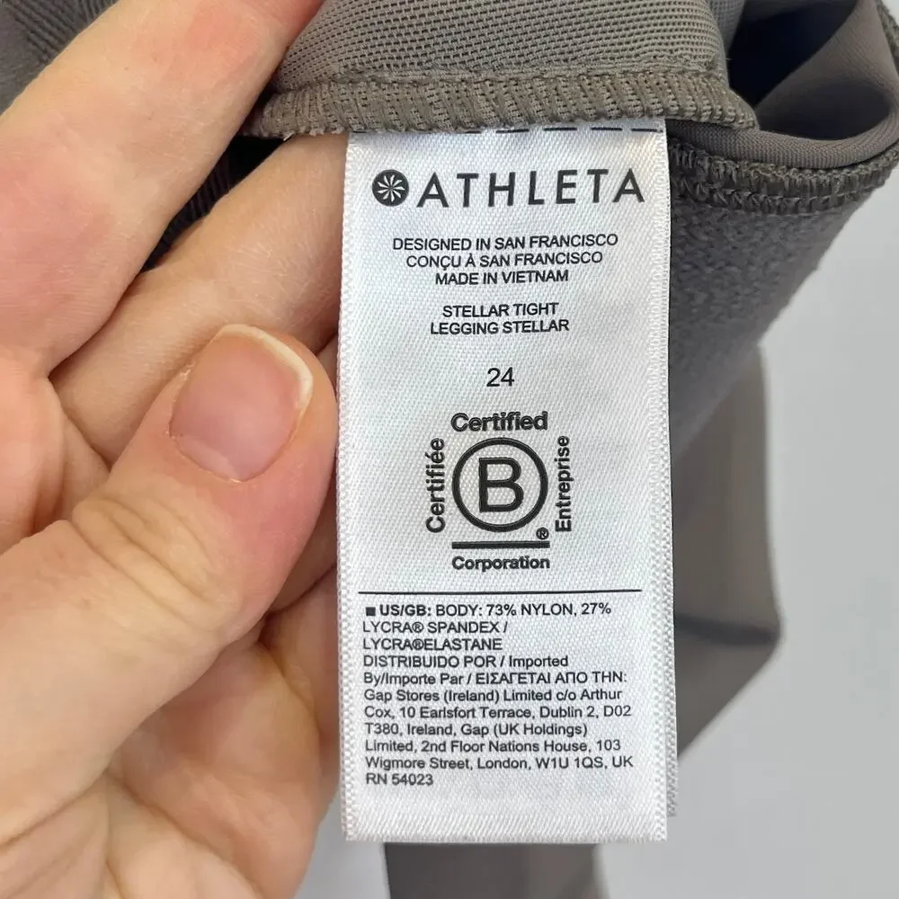 NWT ATHLETA Stellar Tight 982974 Pull On Zip Ankle Stretch Pockets Taupe 24 Plus - Picture 7 of 8